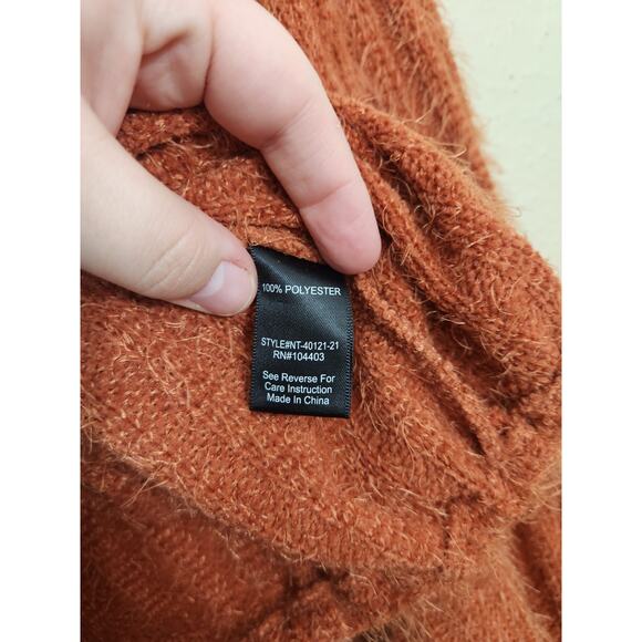 Altar'd State Women's Orange Round Neck Pullover‎ Fringe Sweater Size Medium - Picture 4 of 6